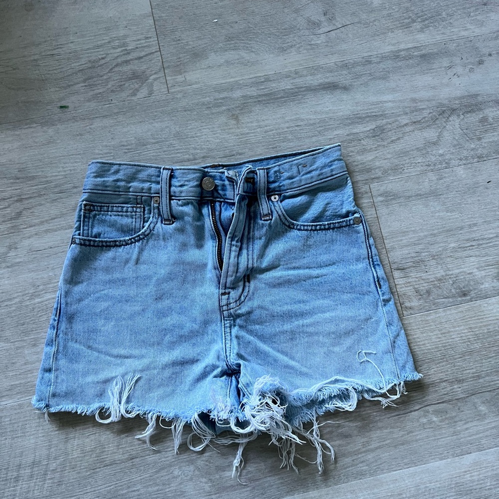 Madewell Blue Jean Shorts Distressed Frayed Hem